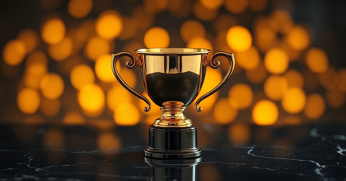 A single polished golden trophy cup with two curved handles standing on a dark reflective black marble surface under dramatic warm amber and gold rim light with soft glowing golden bokeh, symbolising the ThriveInMarkets evening review for Thursday July 9 2026 as the S&P 500 closed at a record 7,543.64 up 0.81 percent and the Nasdaq Composite rose 1.30 percent to 26,206.89 led by a 2.5 percent jump in the VanEck Semiconductor ETF with Micron up 4.5 percent and Sandisk up 7.6 percent, the Dow adding 139 points to 52,487.41, all as WTI crude fell 2.3 percent to 71.82 dollars snapping a two-day rally and the United States and Iran exchanged fresh airstrikes for a second straight day, while PepsiCo slipped about 4 percent on a second-quarter earnings miss, Bitcoin held near 63,233 dollars and gold firmed to 4,122 dollars