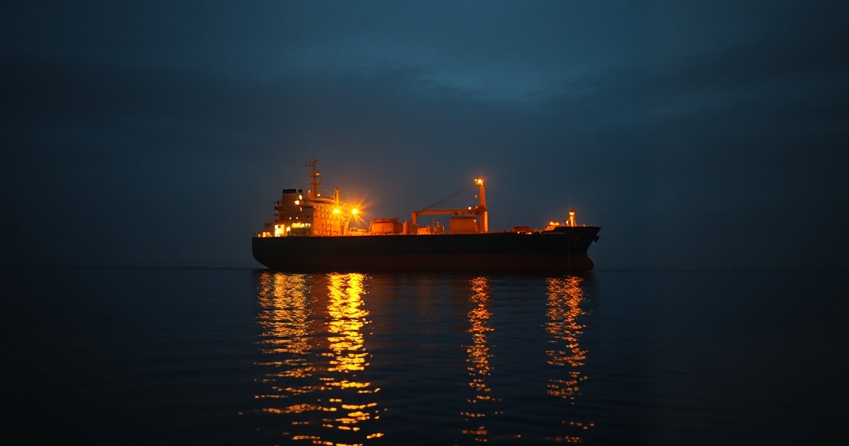 A single large golden oil tanker cargo ship sitting on a dark reflective black ocean at night under dramatic amber and gold rim light with glowing golden reflections on the water, symbolising the defining force behind the US session on Tuesday August 11 2026, when an intensifying standoff between the United States and Iran over reopening the Strait of Hormuz kept crude oil bid near 82 dollars a barrel with Brent around 89 dollars and stalled Wall Street's attempt at a fresh record, leaving the S&P 500 down 0.32 percent at 7,728.20, the Nasdaq Composite down 0.60 percent at 26,445.45 and the Dow Jones Industrial Average down 0.34 percent at 53,791.85 a day before the pivotal July Consumer Price Index, with Alphabet the biggest single-stock loser down 3.61 percent to 343 dollars, CoreWeave rising 2.42 percent into after-hours earnings that beat with second-quarter revenue of 2.58 billion dollars up 112 percent year over year against a 104 billion dollar backlog, Bitcoin easing below 64,000 dollars to near 63,600, Ether firming near 1,880 dollars and gold holding near 4,368 dollars close to record territory