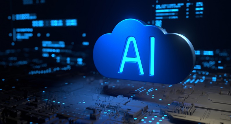 A blue three-dimensional AI cloud icon over a circuit-board cityscape, used as the ThriveInMarkets evening-review inline image for Thursday October 15 2026, when AI-tied stocks pared an Asia-led gap-down, CoreWeave closed 69.69 dollars up 5.94 percent, and the Nasdaq Composite closed 26,713.03 up 0.08 percent