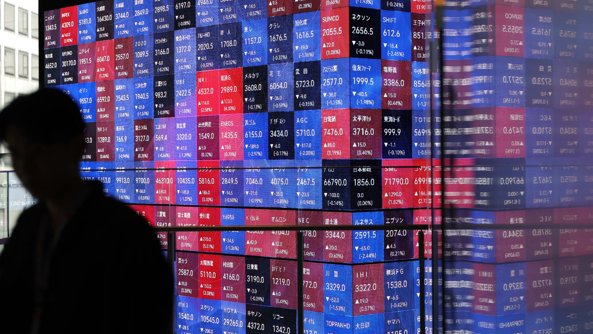 Japanese stock market ticker board illustrating the May 29 2026 ThriveInMarkets morning analysis as Asia-Pacific equities rallied to fresh records with Japan's Nikkei 225 climbing 2.49 percent and the broader Topix reaching a new all-time high while South Korea's Kospi jumped more than 3 percent to a fresh intraday record, all extending the record closes on Wall Street where the S&P 500 added 0.58 percent to a record 7,563.63 and the Nasdaq Composite rose 0.91 percent to a record 26,917.47 even as the April Personal Consumption Expenditures price index printed 3.8 percent year over year, the hottest inflation reading in nearly three years, with technology resuming leadership and traders looking past renewed Iran headlines toward a reported 60-day Strait of Hormuz ceasefire framework