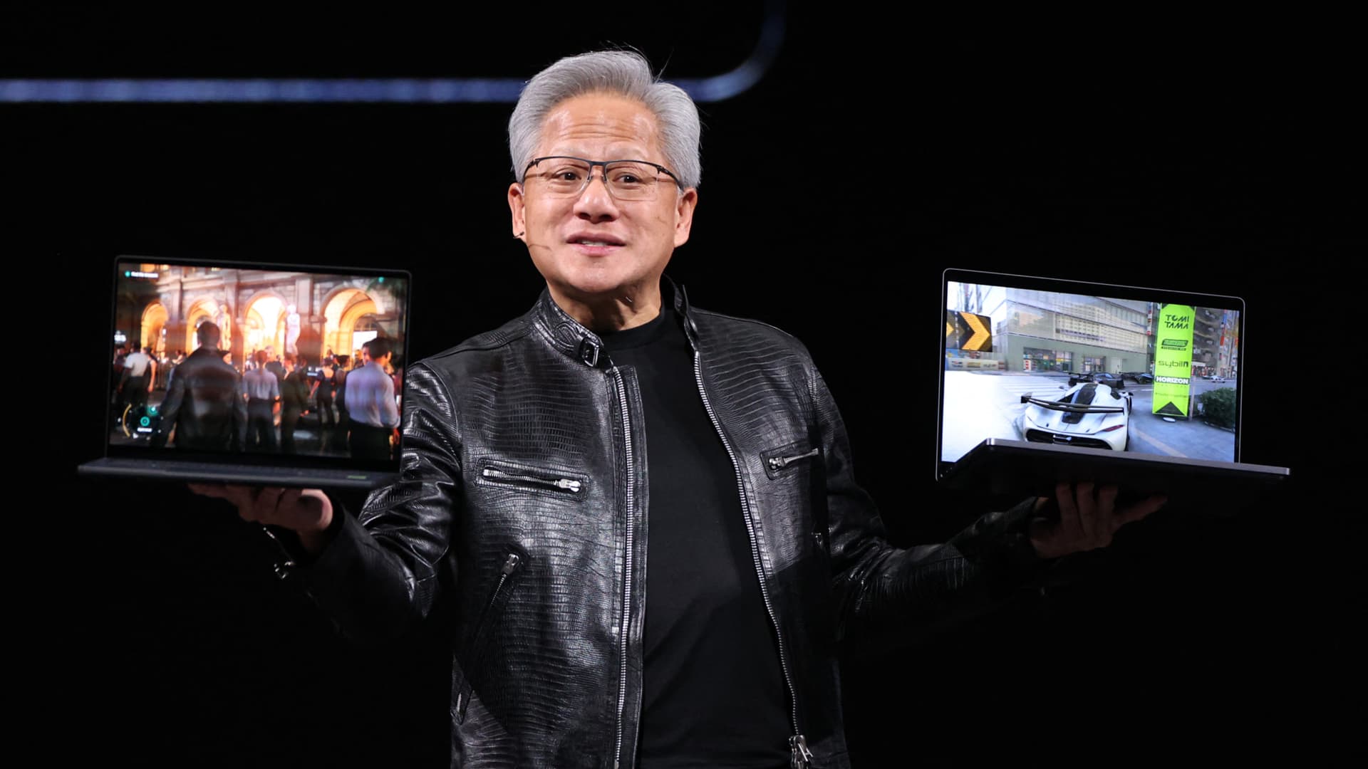 Nvidia and artificial intelligence chip concept illustrating the June 1 2026 ThriveInMarkets morning analysis as CEO Jensen Huang used a Computex 2026 keynote in Taiwan to unveil the long-awaited Arm-based N1X processor built with Microsoft, a 20-core system on chip pairing ten performance and ten efficiency cores with Blackwell graphics and up to 128 gigabytes of unified memory that will debut in premium Windows laptops from Microsoft, Dell, HP, ASUS, Lenovo and MSI, sending Nvidia shares up more than 2 percent in the premarket and lifting S&P 500 and Nasdaq 100 futures as Wall Street opened June on a firm footing after a nine-week record run, while Bitcoin started the month near 73,000 dollars on a 2.43 billion dollar May spot ETF exodus and WTI crude bounced toward 90 dollars on lingering doubts over the US-Iran ceasefire framework