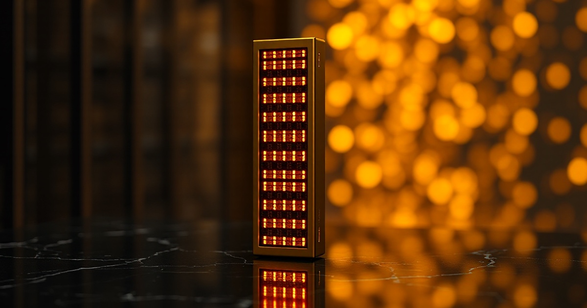 A single tall golden metallic server rack tower with glowing rows of lights standing upright on a dark reflective black marble surface under dramatic amber and gold rim light with glowing golden bokeh behind it, symbolising CoreWeave's second-quarter earnings due after the US close on Tuesday August 11 2026, a report Wall Street expects to show revenue near 2.55 billion dollars up roughly 111 percent year over year against a 99 billion dollar backlog and a 31 to 35 billion dollar capital-spending plan, with options pricing a roughly 15 percent move as investors look for proof the artificial intelligence buildout is still converting into durable revenue after Nvidia shed about 104 billion dollars in value on Monday