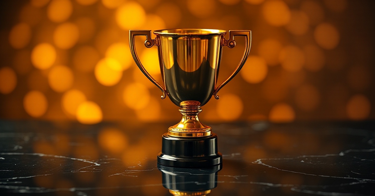A single gleaming golden trophy cup with two handles standing upright on a dark reflective black marble surface under dramatic amber and gold rim light with glowing golden bokeh behind it, symbolising the ThriveInMarkets morning analysis for Tuesday August 11 2026, a session in which US stock index futures pointed roughly 0.6 percent higher and signalled an attempt at a fresh record above Friday's S&P 500 close of 7,757.64 after Monday's quiet 7,753.11 finish, even as the artificial intelligence trade braced for its next test with CoreWeave due to report second-quarter earnings after the close against a 99 billion dollar backlog and options pricing a roughly 15 percent move, all one day before the pivotal July Consumer Price Index lands on Wednesday August 12 at 08:30 Eastern, while West Texas Intermediate crude held a four-day gain near 82 dollars and Brent near 88 dollars after President Trump issued sweeping new demands on Iran that clouded a Strait of Hormuz reopening deal, Bitcoin slipped below 64,000 dollars to near 63,900 after four days above 65,000 as Strategy disclosed a 1,690 Bitcoin sale, Ether traded near 1,872 dollars and gold held near 4,358 dollars close to record territory