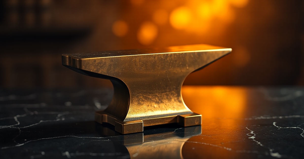 A single heavy polished brass blacksmith anvil resting on a dark reflective black marble surface under dramatic amber and gold rim light with glowing golden bokeh behind it, symbolising the ThriveInMarkets morning analysis for Thursday August 13 2026, a session in which US stock index futures held broadly flat ahead of the July Producer Price Index due at 08:30 Eastern, the next wholesale inflation test one day after an in-line July Consumer Price Index, with economists expecting headline PPI up about 0.2 percent on the month and easing to roughly 4.9 percent year over year from 5.5 percent while core PPI is seen near 0.3 percent monthly and 4.2 percent annually, initial jobless claims forecast around 202,000, the S&P 500 having closed Wednesday at 7,748.50 up 0.26 percent just shy of Friday's record and the Nasdaq Composite near 26,588.49, while gold firmed close to record territory near 4,375 dollars as a tame CPI pulled real yields lower, West Texas Intermediate crude eased about 1.4 percent to near 82.11 dollars as this week's Red Sea driven rally cooled, Bitcoin steadied near 63,800 dollars after Goldman Sachs agreed to buy exchange traded fund manager NEOS for 2.25 billion dollars, Ether traded near 1,896 dollars as Fidelity sought approval to let its Ethereum fund stake up to 100 percent of holdings, and pre market earnings were due from Brookfield, JD.com and Tapestry