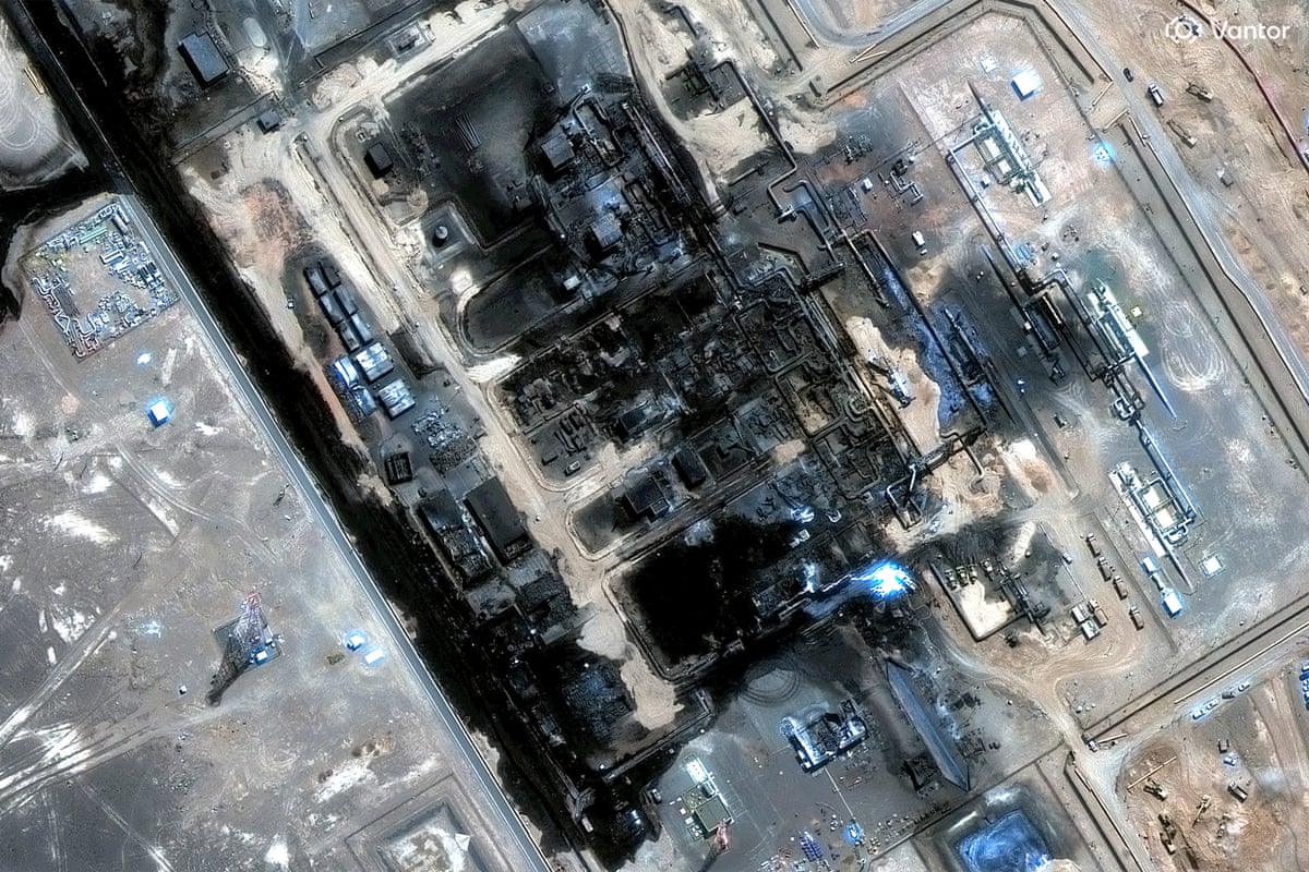 A Vantor satellite image shows a charred pumping station on Saudi Arabia's East-West crude pipeline after drone strikes, used as the ThriveInMarkets morning analysis hero for Monday September 14 2026, when West Texas Intermediate jumped to about 102.66 dollars after a 103.60 dollar high, Brent neared 108 dollars, and overnight E-mini S&P 500 futures sat near 7,610 against Friday's 7,656.98 cash close as FOMC week opened with hike odds near 87 percent