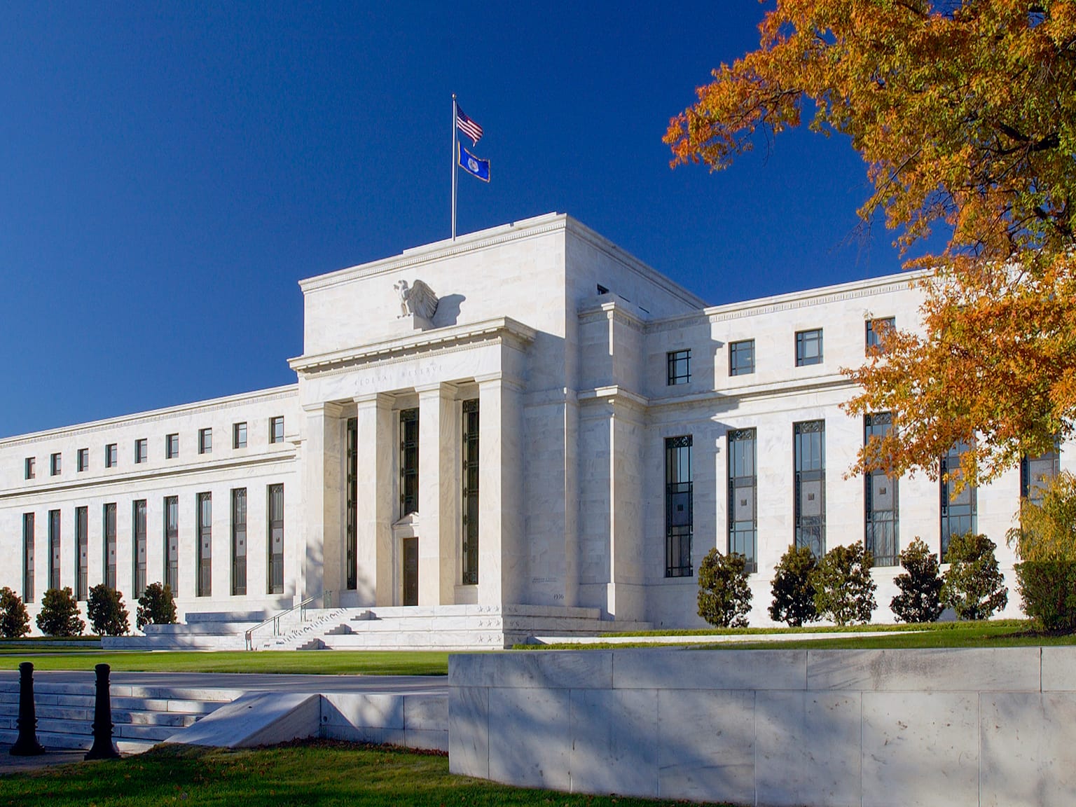 Front entrance of the Marriner S. Eccles Federal Reserve Building, morning analysis for Oct 28 2026