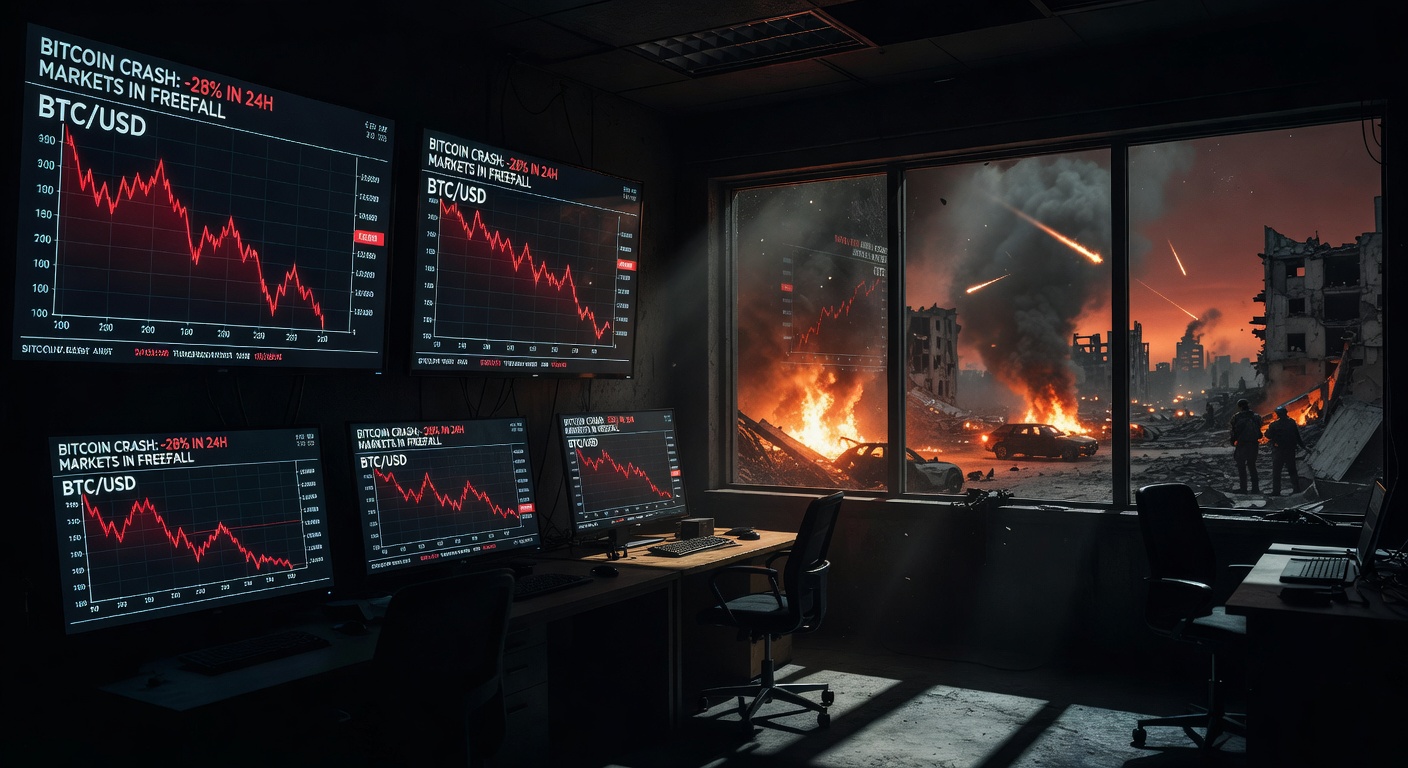 Bitcoin price decline chart amid geopolitical tensions April 2026