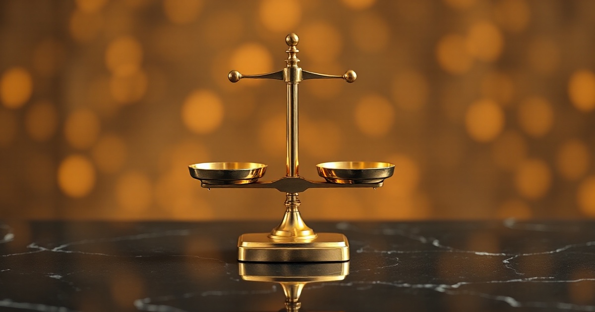 A single polished golden balance scale with two pans held in equilibrium standing on a dark reflective black marble surface under warm amber and gold rim light with soft glowing golden bokeh behind it, symbolising the finely balanced inflation-versus-growth debate facing markets in the week of August 10 to 14 2026 as July CPI on Wednesday and PPI on Thursday weigh against a shock jobs contraction that revived Federal Reserve rate-cut expectations into the September meeting
