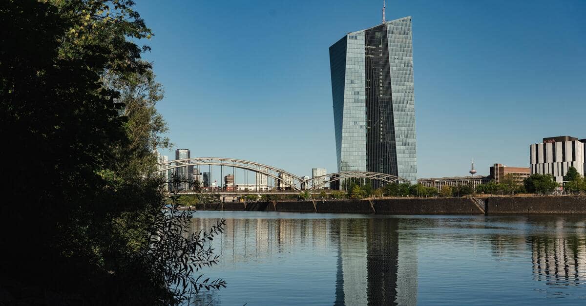 The European Central Bank headquarters, a glass skyscraper on the Main in Frankfurt, used as the ThriveInMarkets week-ahead inline image for September 7 to 11 2026, when the Governing Council is widely expected to raise the deposit rate by 25 basis points to 2.50 percent on Thursday September 10, a move traders have fully priced