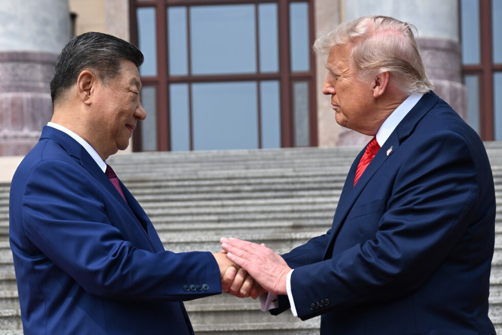 Chinese President Xi Jinping and US President Donald Trump shake hands on the steps of the Great Hall of the People in Beijing on May 14 2026, used as the ThriveInMarkets week-ahead hero for September 21 to 25 2026, when Xi makes his first White House visit in a decade on Thursday, flash PMIs print Wednesday, and Costco reports after the close