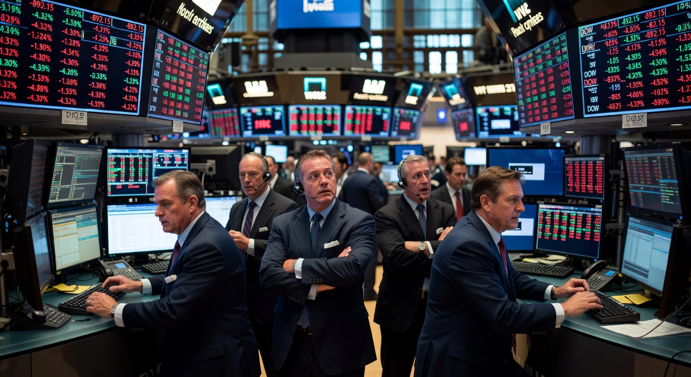 Wall Street traders reacting to market volatility April 2026