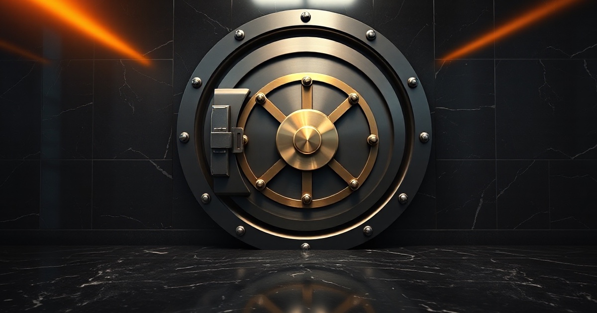 A closed steel bank vault door with a large polished brass combination wheel stands on dark reflective black marble under warm amber rim light, used as the ThriveInMarkets weekend recap hero for September 14 to 20 2026, when Chair Kevin Warsh's first FOMC hiked 25 basis points to 3.75 to 4.00 percent, the S&P 500 closed Friday at 7,650.50 down 0.08 percent on the week, West Texas Intermediate settled 100.30 dollars after a 106.75 dollar Tuesday high, and Bitcoin last printed about 80,389 dollars live on Sunday