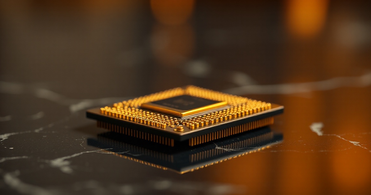 A single detailed golden computer microchip processor resting on a dark reflective black marble surface under warm amber and orange rim light with soft glowing golden bokeh behind it, used in the ThriveInMarkets weekly markets roundup for the trading week of Sunday July 19 to Saturday July 25 2026, the week Alphabet and Tesla earnings reignited fears over ballooning artificial-intelligence capital spending and wiped roughly 797 billion dollars off the Magnificent Seven in a single session on Thursday July 23, the group's worst day since April 2025, as Tesla fell about 14 percent on a second-quarter miss with capital expenditure up 142 percent to 5.79 billion dollars and Alphabet dropped about 7 percent after lifting full-year capex guidance to 195 to 205 billion dollars, Intel slid 7.89 percent and SanDisk tumbled 11 percent on Friday, while Brent crude closed above 100 dollars for the first time since May on Houthi Red Sea tanker attacks and a widening US-Iran conflict, gold eased about 2 percent to around 4,030 dollars, Federal Reserve rate-hike odds for the July 28-29 meeting jumped to about 35 percent from 10 percent a week earlier, the European Central Bank held rates, Bitcoin held above 66,000 dollars on positive spot-ETF inflows and CLARITY Act progress, and the S&P 500 closed Friday at 7,411.98 with the Nasdaq Composite at 24,975.82